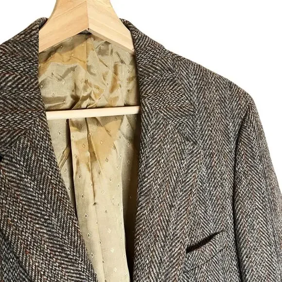 Harris Tweed Scottish Wool Vintage Woven Blazer Sport Coat Mens 42R Woven Brown - Picture 3 of 15